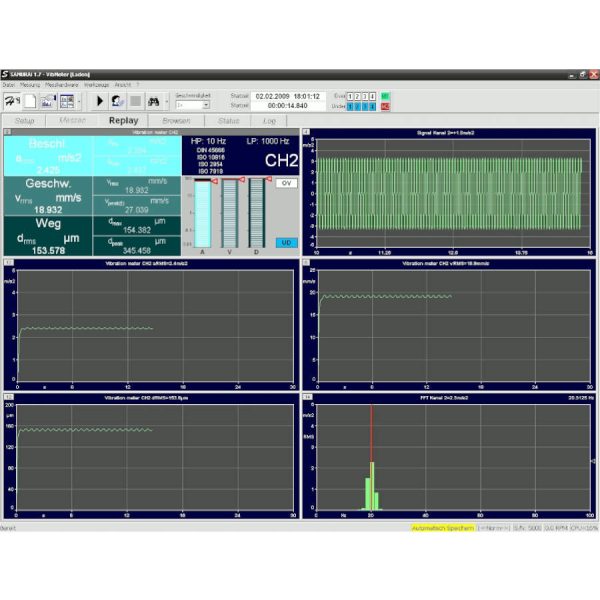 Samurai Vibration Meter window with time history graphs